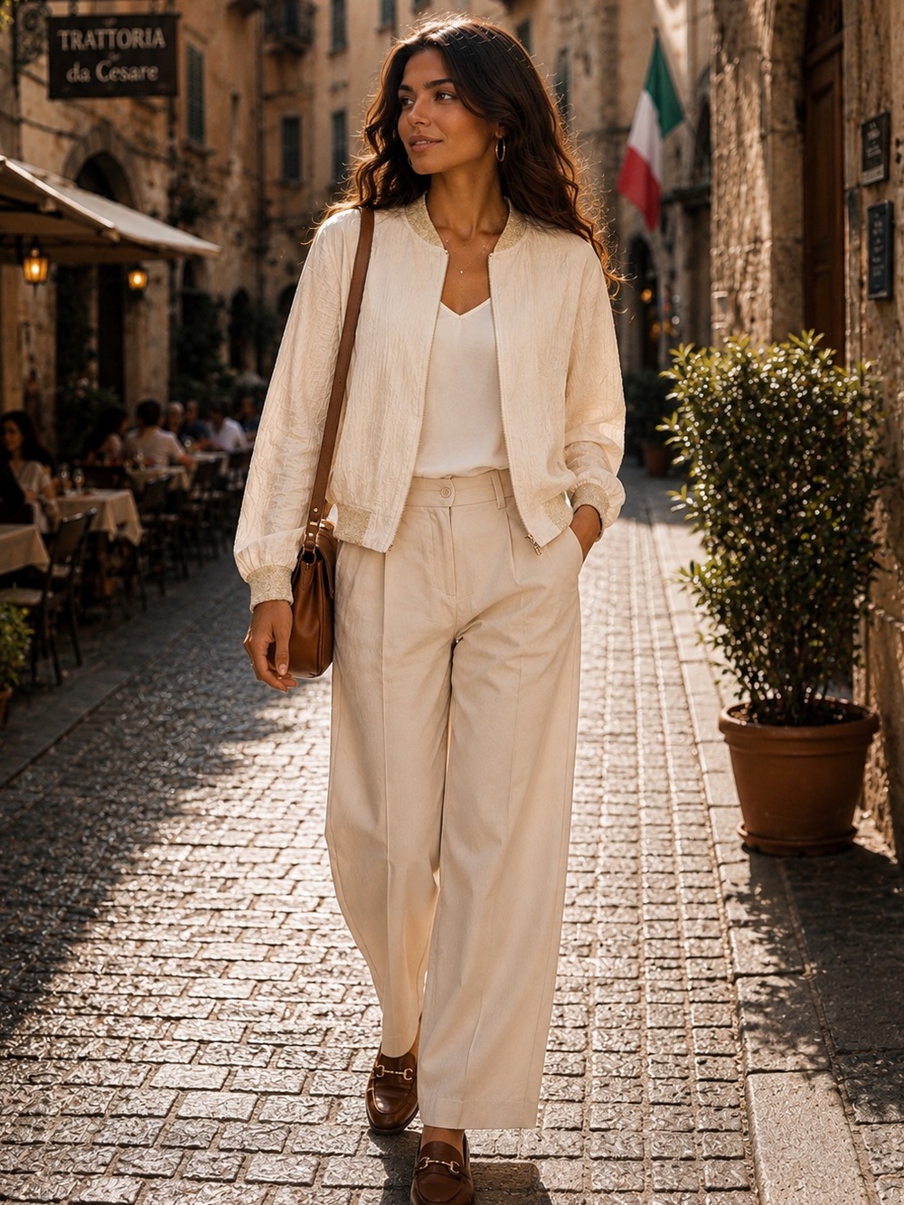 SM210 | Made in Italy Metallic Trim Lightweight Bomber Jacket